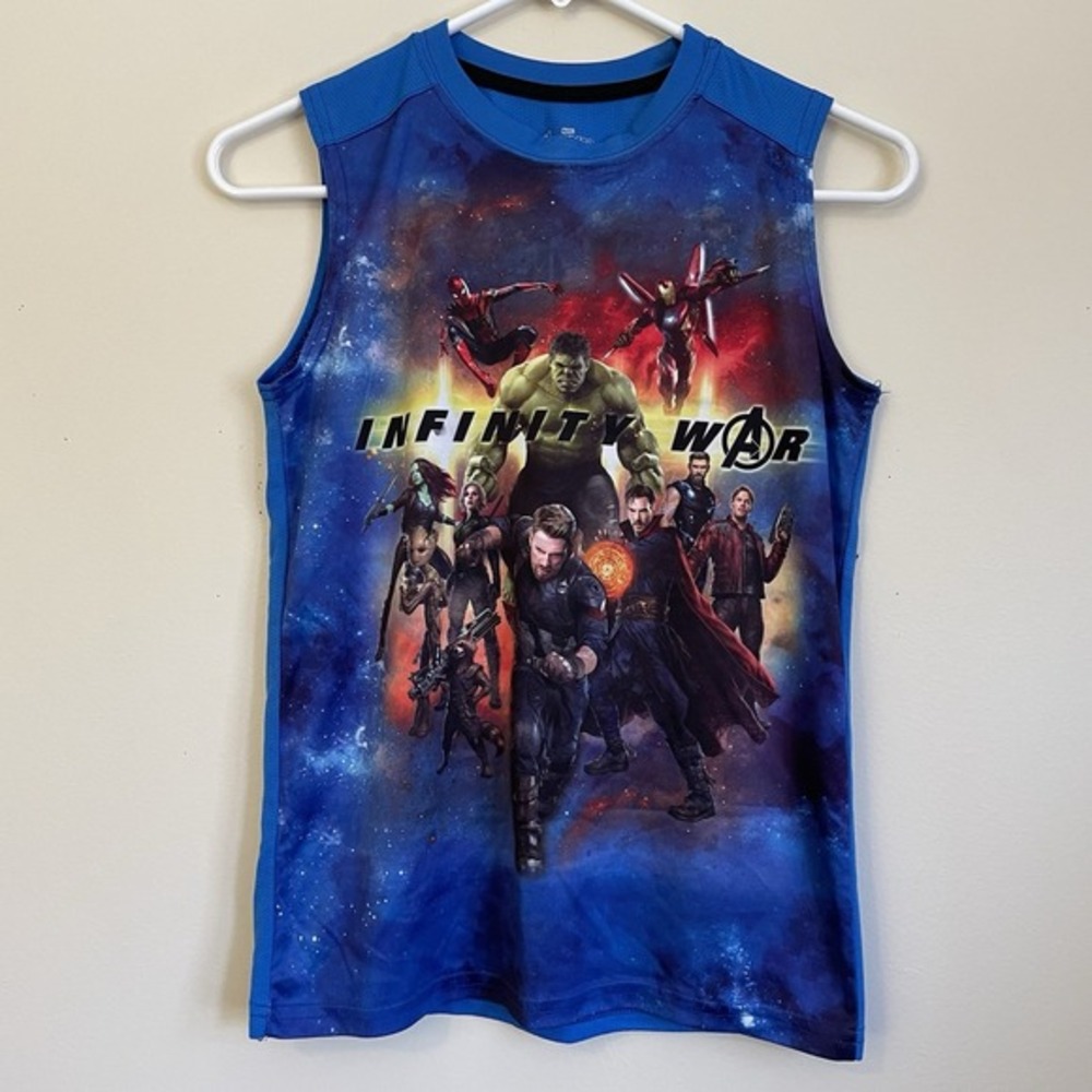 Marvel Avengers Infinity War Boys Tank Top Shirt Mesh Back Size Large 10/12